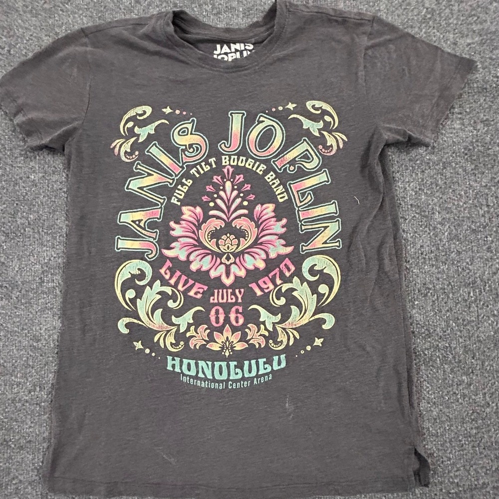 Goodie Two Sleeves T-Shirt Womens XS Gray Janis Live 1970 Honolulu Graphic
